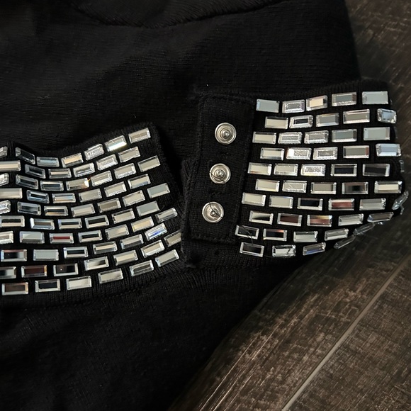 Retrofete  Monroe Embellished Knit Black Long Dress sparking crystals size Small - Picture 4 of 6